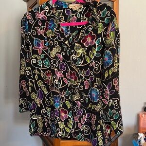 Vintage Notations Women's Multicolor Floral Blouse